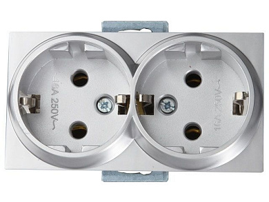 Розетка 2-ая, скрытая, с/з, керамика, серебро, RITA, 16 A, 250 V, IP 20, Mutlusan 22002000282