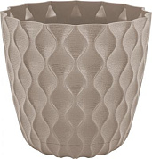 Горшок для цветов InGreen Wave с дренажной сеткой и съемным поддоном 0,65л,D115мм платан Пластик Репаблик IG650010105