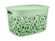 Коробка ФЛОРА 25 л с крышкой, мята IDEA М2364