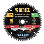 Пильный диск по алюминию ф190 х 20 мм, 64 зубьев Denzel 733767