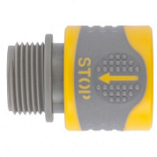 Соединитель быстросъемный, наружная резьба 3/4, с аквастоп Palisad Luxe 66233