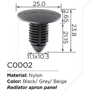 Клипса для крепления внутренней обшивки а/м GM пластиковая, 100 шт Forsage C0002(GM)