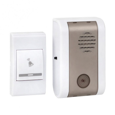 Звонок беспр, на батарейках 003 (бел,-сер, 36 мелод, с индик, 2х1,5В АA дист, 80м,) EKF Basic DBB-A-003