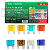 Набор автомобильных плавких флажковых предохранителей от 20А до 100А 24 пр RockForce RF-FS-20(83140)
