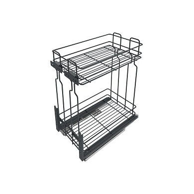 Выдвижная корзина-карго 300 напр.скр.монтажа с доводчиком крепл.нижнее, графит Weixpol AKS 89651