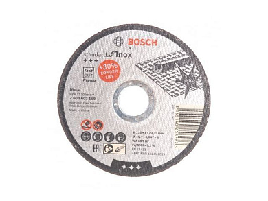 Круг отрезной 115х1.0x22.2 мм для нерж. стали Standard Bosch 2608603169