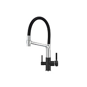 Смеситель для кухни с краном под питьевую воду и шлангом, GR-0083, черный, Granula 108756