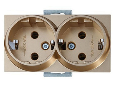 Розетка 2-ая, скрытая, с/з, керамика, золото, RITA, 16 A, 250 V, IP 20, Mutlusan 22002000280