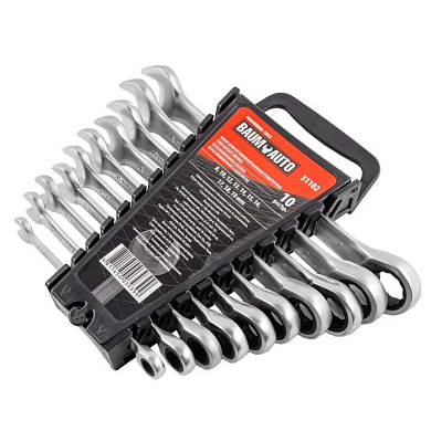 Набор ключей комбинированных трещоточных 10 пр. 8-19 мм BaumAuto BM-51102