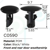 Клипса для крепления внутренней обшивки а/м Ниссан пластиковая 100 шт Forsage клипса C0590(Nissan)