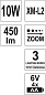 Фонарик налобный 10W, 450lm, 6V, 4хAA, zoom Yato YT-08591