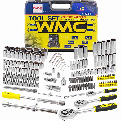 Набор инструментов 171 пр. 1/4'',3/8''&1/2'' 6-гр. WMC TOOLS WMC-41723-5