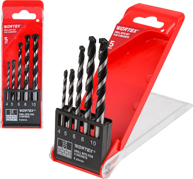Набор сверл по бетону 4-10 мм 5 шт. WORTEX 1335678