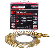 Набор сверл по металлу 100 пр. 1-10 мм ForceKraft FK-924U100