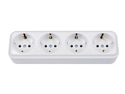 Розетка 4-ая (открытая, с/з) белая, Вариант, Bylectrica РА16-0182