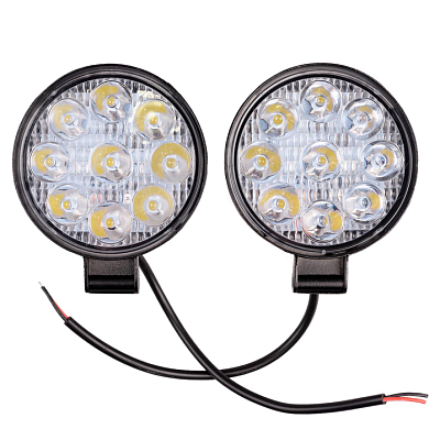 Фара светодиодная OFF ROAD 84*84(100)*17 мм круглая 1V/4V 7W 6000К компл шт диодов Даль SKYWAY S07201096