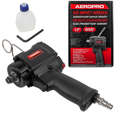 Пневмогайковерт ударный ''Compact'' с реверсом и регулировкой усилия 1/2'' 600Hм Forsage F-82542