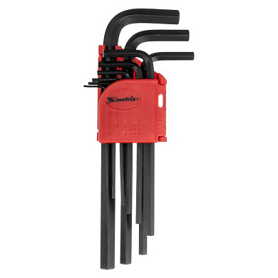 Набор ключей имбусовых HEX, 1,5-10 мм, CrV, 9 шт., удлиненные Matrix 11231