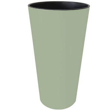 Кашпо для цветов со вставкой "КАМЕЛИЯ", h=260, d=140, вставка 130 мм, шалфей Гарденпласт 00227