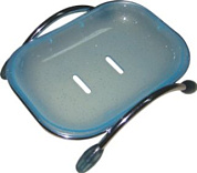 Мыльница, пластик + сталь, голубой + хром Ledeme L334