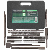 Набор сверл и штроберов 17 пр. 5, 6, 8, 10х110 мм, 6, 8, 10, 12х160 мм, 8, 10х210 мм, 12, 14х260 мм, штроберы: 14х143х20, 14х247х20, 14х247х40 мм RockForce RF-23586