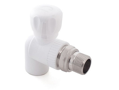 Кран шар. ПП для радиатора 20х1/2" угл., бел. РТП РосТурПласт 27807