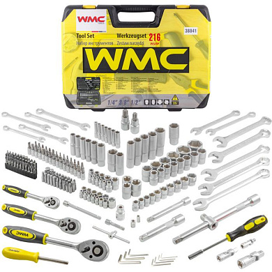 Набор инструментов 216 пр. 1/4'',3/8''&1/2'', 6-гр. WMC TOOLS WMC-38841