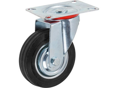 Опора колёсная d-100мм на площадке без фиксатора, резиновая Starfix SMF-63268-1