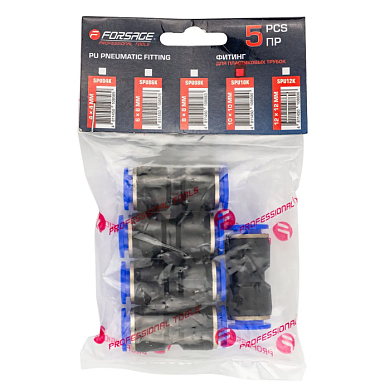 Фитинг для пластиковых трубок 10x10 мм, 5 шт Forsage F-SPU10K