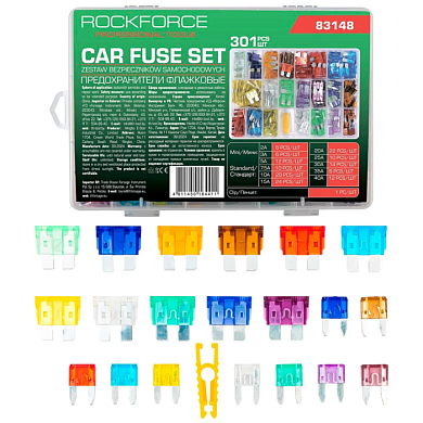 Набор автомобильных плавких флажковых предохранителей от 2А до 40А 301 пр RockForce RF-FS-40(83148)