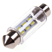 Автолампа диод T11 (C5W) 12V 6 SMD 1-конт 39 мм Белая комп.2 шт салон/номер SKYWAY S08201173