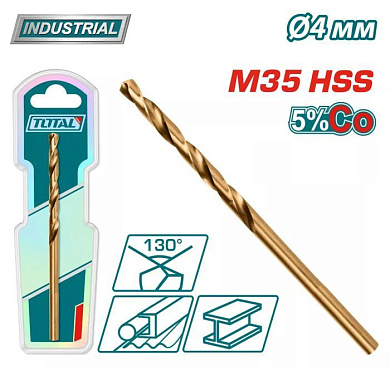 Сверло по металлу M35 HSS-CO 4 мм TOTAL TAC11204001