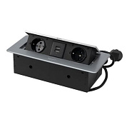 Выдвижной удлинитель NOVA USB, 2 розетки, 2xUSB, алюминий AKS 78889