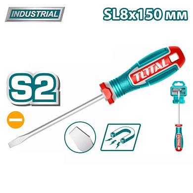 Отвертка шлицевая SL8x150 мм TOTAL TSDSL8150
