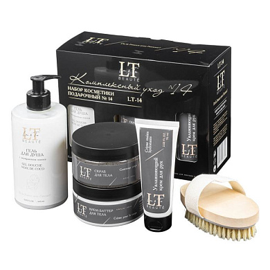 Набор косметики ''Комплексный уход'', гель для душа, крем-баттер, скраб, крем для рук, щетка для сухого массажа La and Te beaute LT14