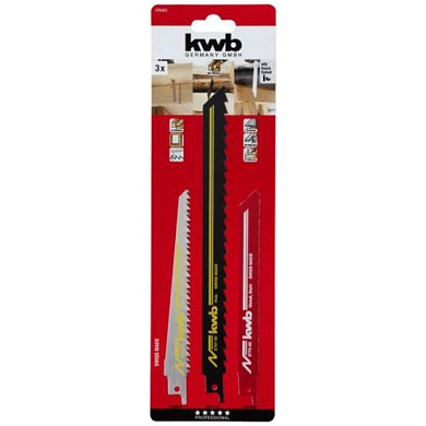 Набор пилок по дереву и металлу для сабельной пилы, 3 шт, KWB 49576003
