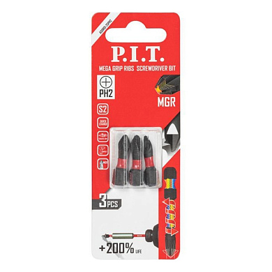 Биты ударные PH2x25 мм 3 шт в уп. PIT ASDR01-25PH2