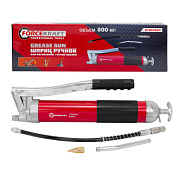 Шприц для нагнетания густой смазки ручной 800 мл в комплекте с жестким L-140 мм и гибким L-300 мм наконечниками 2 штока, ''под закладку'' ForceKraft FK-07043GAT