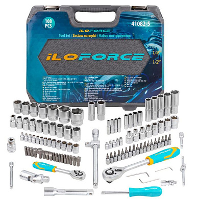 Набор инструментов 108 пр. 1/4"&1/2" ILOforce IF-41082-5