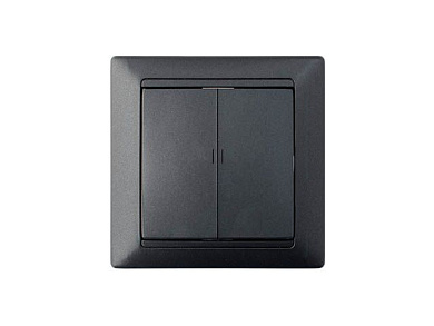 Выключатель 2 клав., cкрытый, 10А, со световой индикацией, графит, Стиль, Bylectrica С5 10-815гр