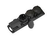 Розетка 3-ая переносная (с/з, 16А, 250В, брызг. защ.) черная, Bylectrica Р16-381