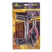 Набор инструментов для ремонта шин 8 пр., шило, протяжка, шнуры-5 шт, утконосы, KINGTUL KT-904T8A