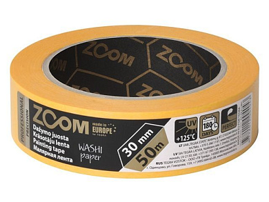 Лента малярная профессиональная 30 мм х 50 м PRECISION, оранжевая ZOOM 02-5-1-601