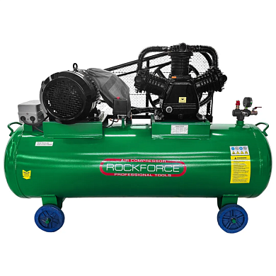 Компрессор 3-х поршневой с ременным приводом, 7.5кВт, ресивер 300 л, 900 л/м, 380В RockForce RF-TB390-300