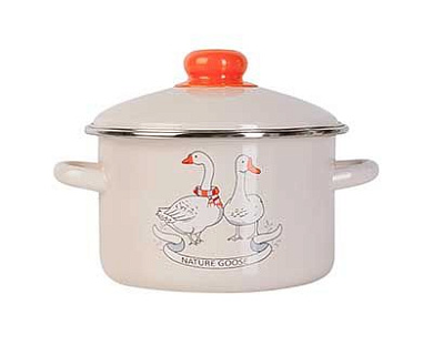 Кастрюля PRIMA COLLECTION Два веселых гуся 4,0л в инд. коробке Эмаль ООО PC101FG40