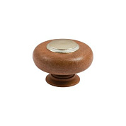 Ручка меб. кнопка пластик. PATREX №20, дуб/орех/золото AKS 11827