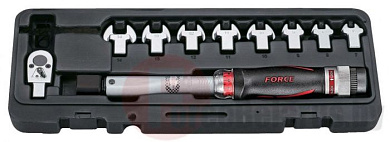 Ключ динамометрический 1/4'' 6-30 Нм со сменными рожковыми насадками 11 пр. Force 64710