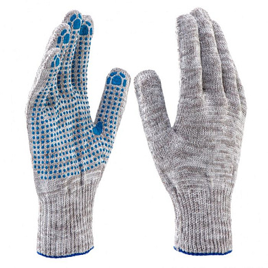 Перчатка х/б, ПВХ покрытие, ''Точка'', серый меланж, 10 класс Россия 67815