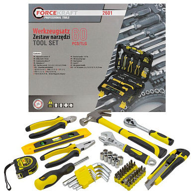 Набор инструментов 60 пр. 1/4'' 6-гр. ForceKraft FK-2601