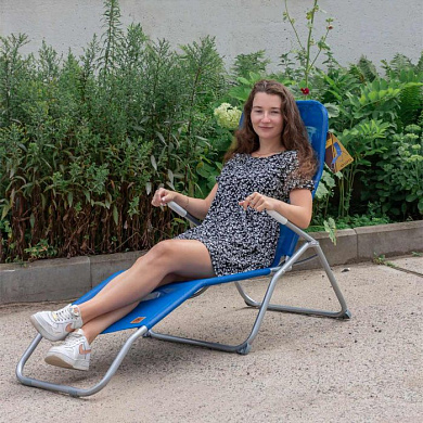 Шезлонг складной, 670х1250 мм, макс. нагрузка 150 кг, сталь, полиэстер, синий KINGTUL KT-LCF12